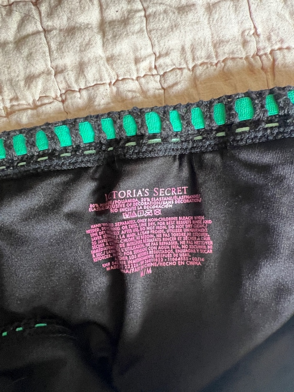 Victoria's Secret Black Bikini with Teal and Mint Crochet Trim - Picture 4 of 6